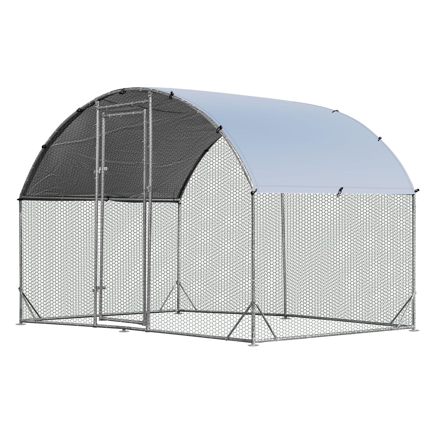 GYMAX Walk In Chicken Coop, Large Round-Shaped Hen Poultry House with Waterproof and Sun Protection Cover (Round-Shaped, 280 x 190 x 195cm)