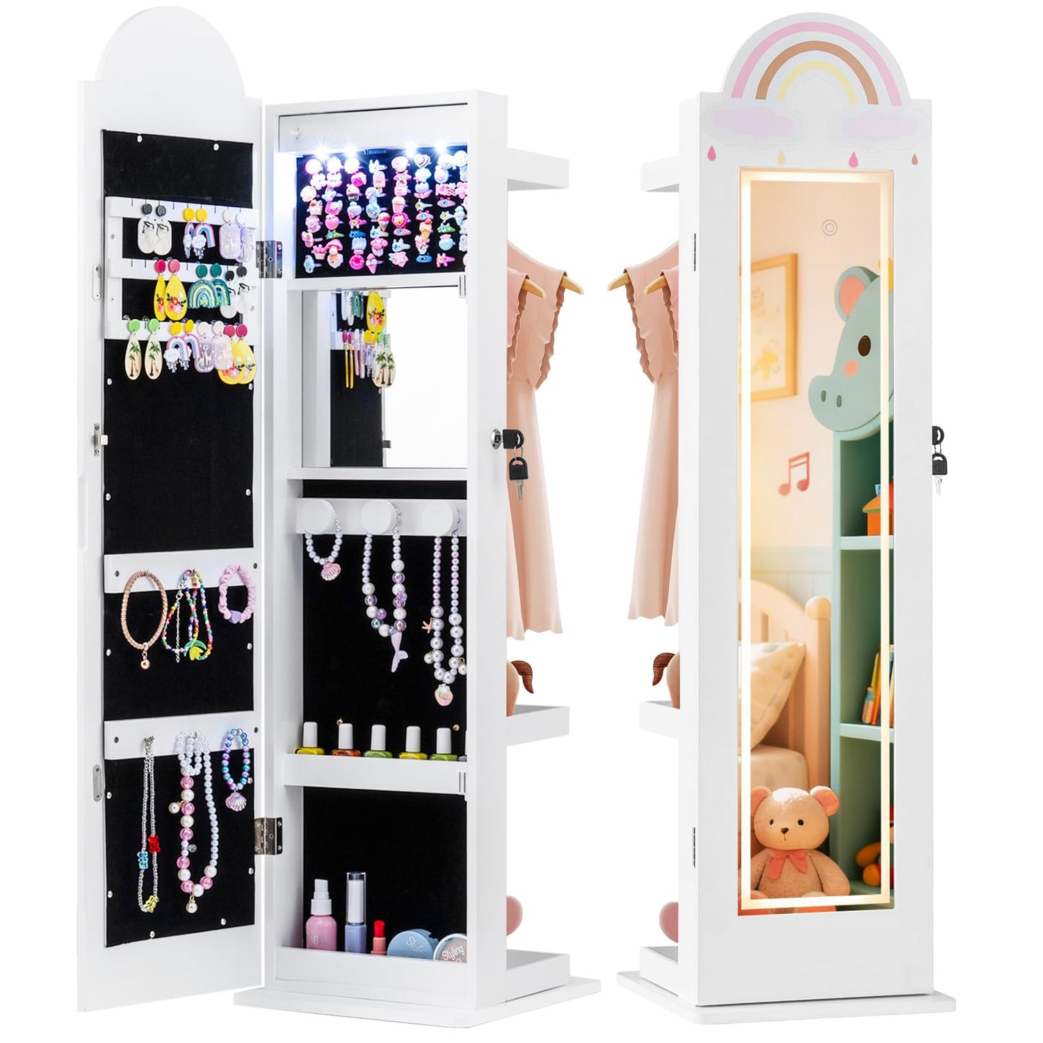 Kids Jewelry Cabinet Standing Children Jewelry Organizer