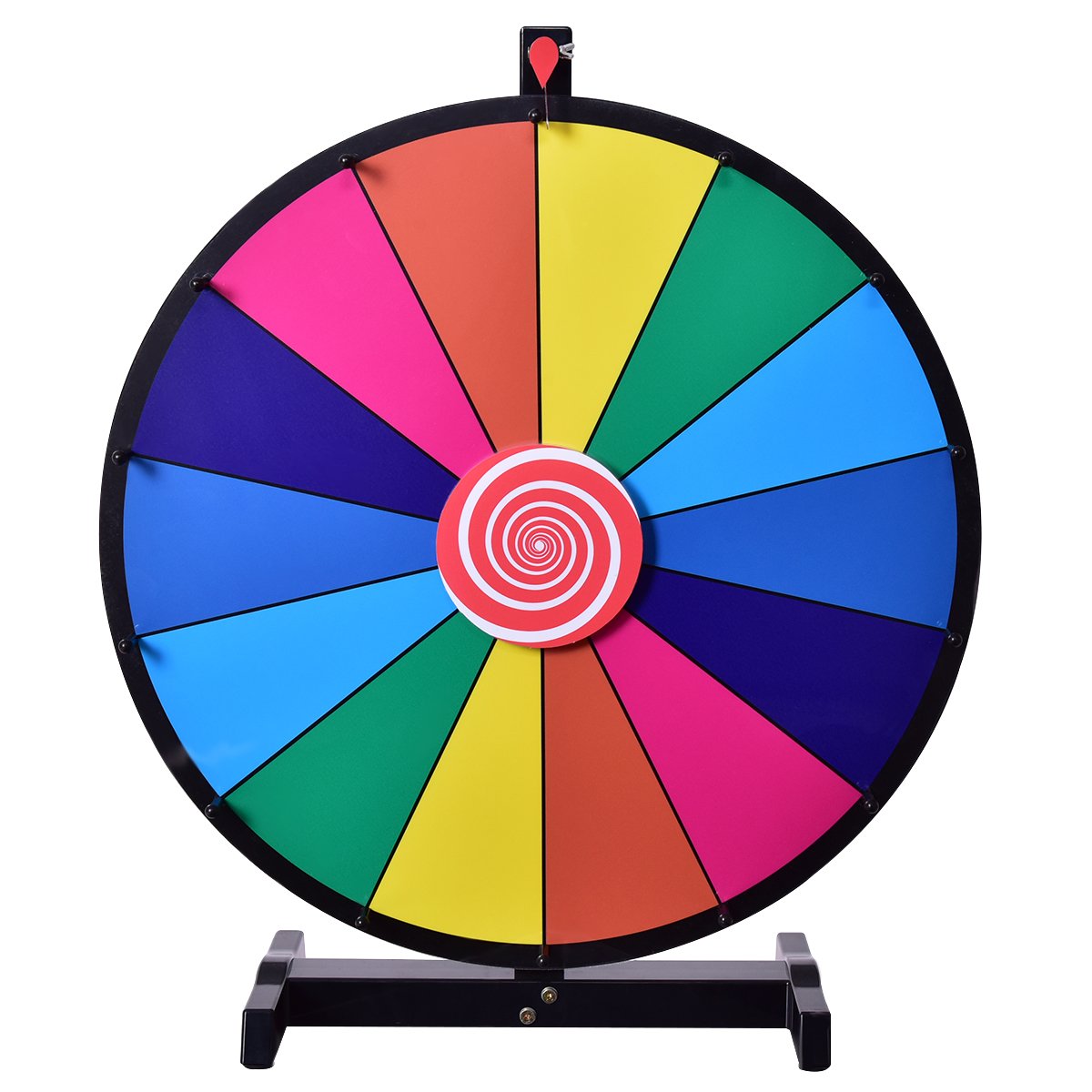 GYMAX 24" Color Prize Wheel 14 Slots Dry Eraser Trade Show Fortune Win Colorful Spin Party Pub Tradeshow Game (24" Tabletop)