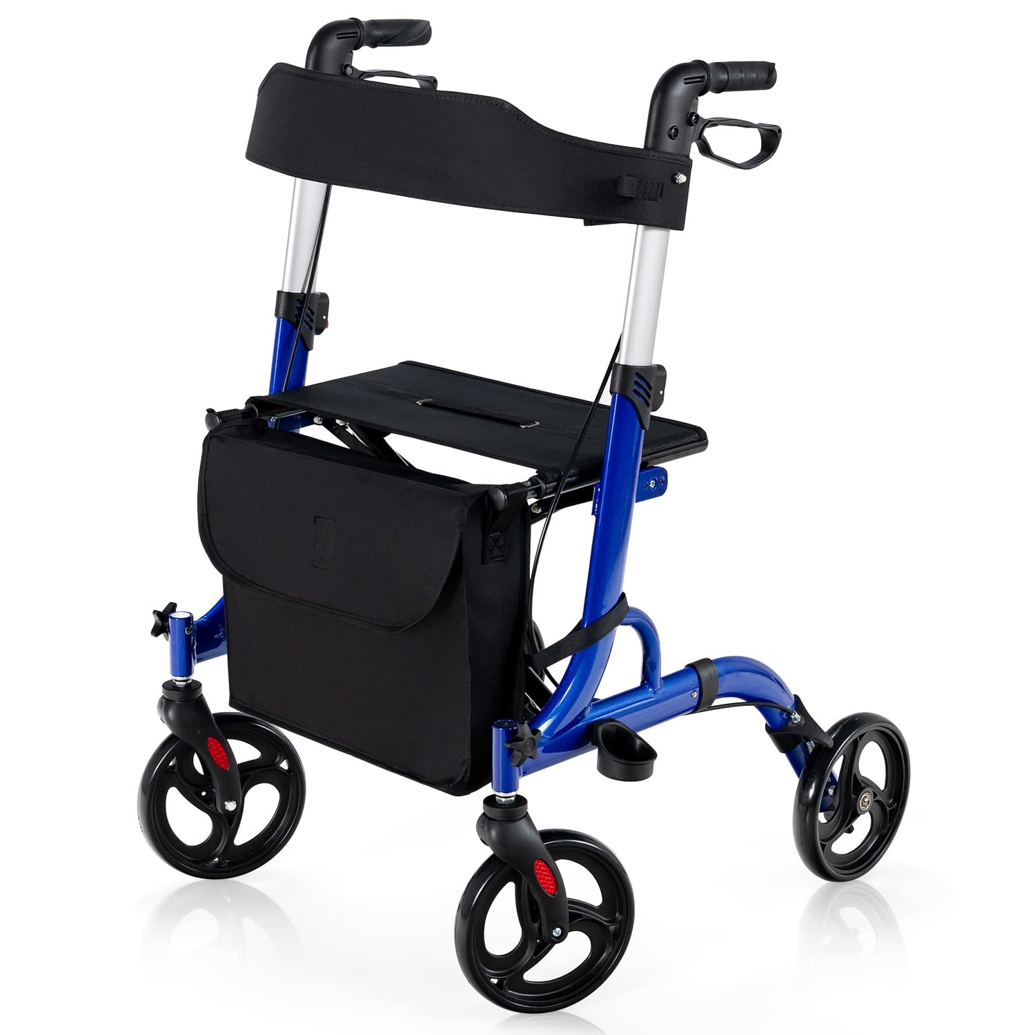 GYMAX Rollator Walkers 4 Wheels Folding Medical Walking Aid with Seats