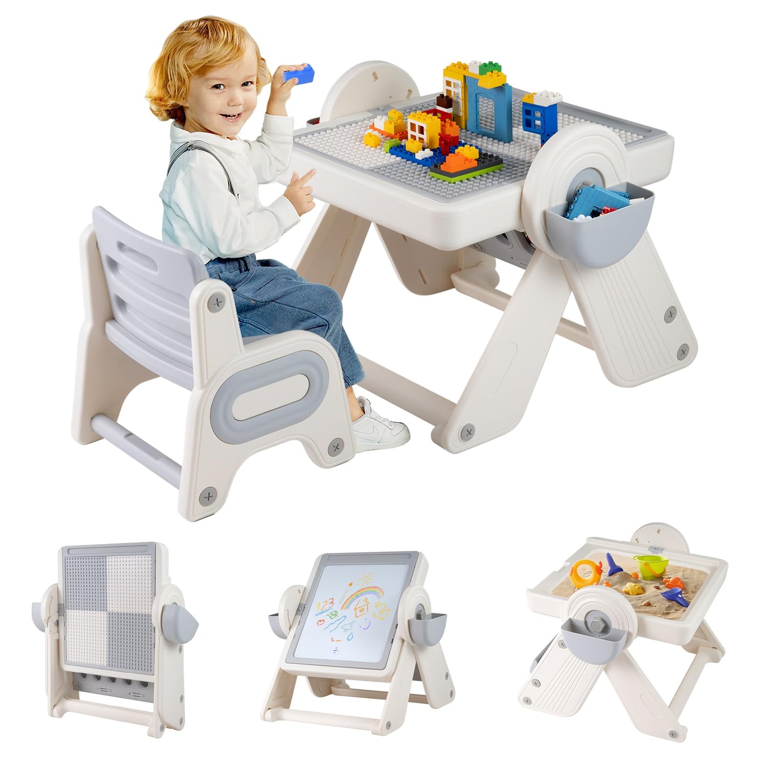 6-in-1 Multi-activity Children Table & Chair Folding Art Easel Set