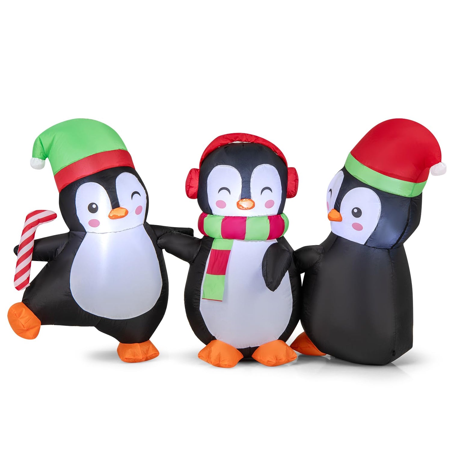 170 cm LED Lighted Xmas Inflatable Penguin Family Hand in Hand