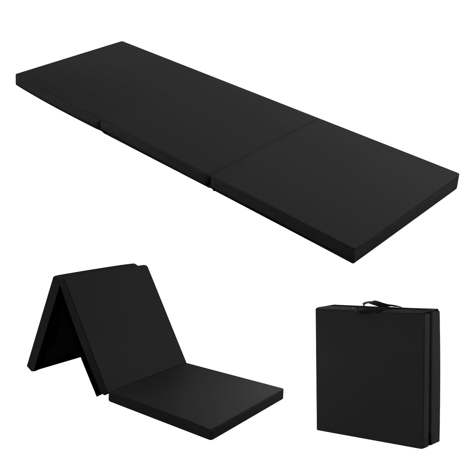 GYMAX Tri-Fold Gymnastics Mat, 180 x 60cm Extra Thick Tumbling Mat