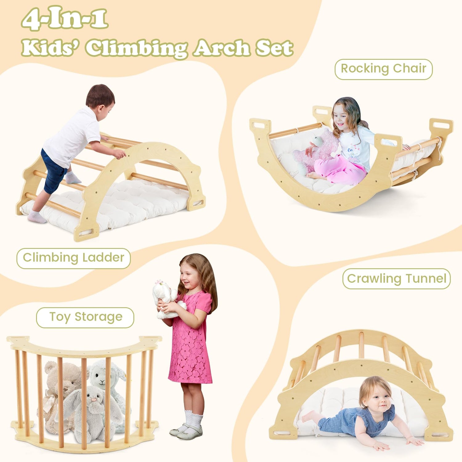 GYMAX 4 in 1 Kids Climbing Set