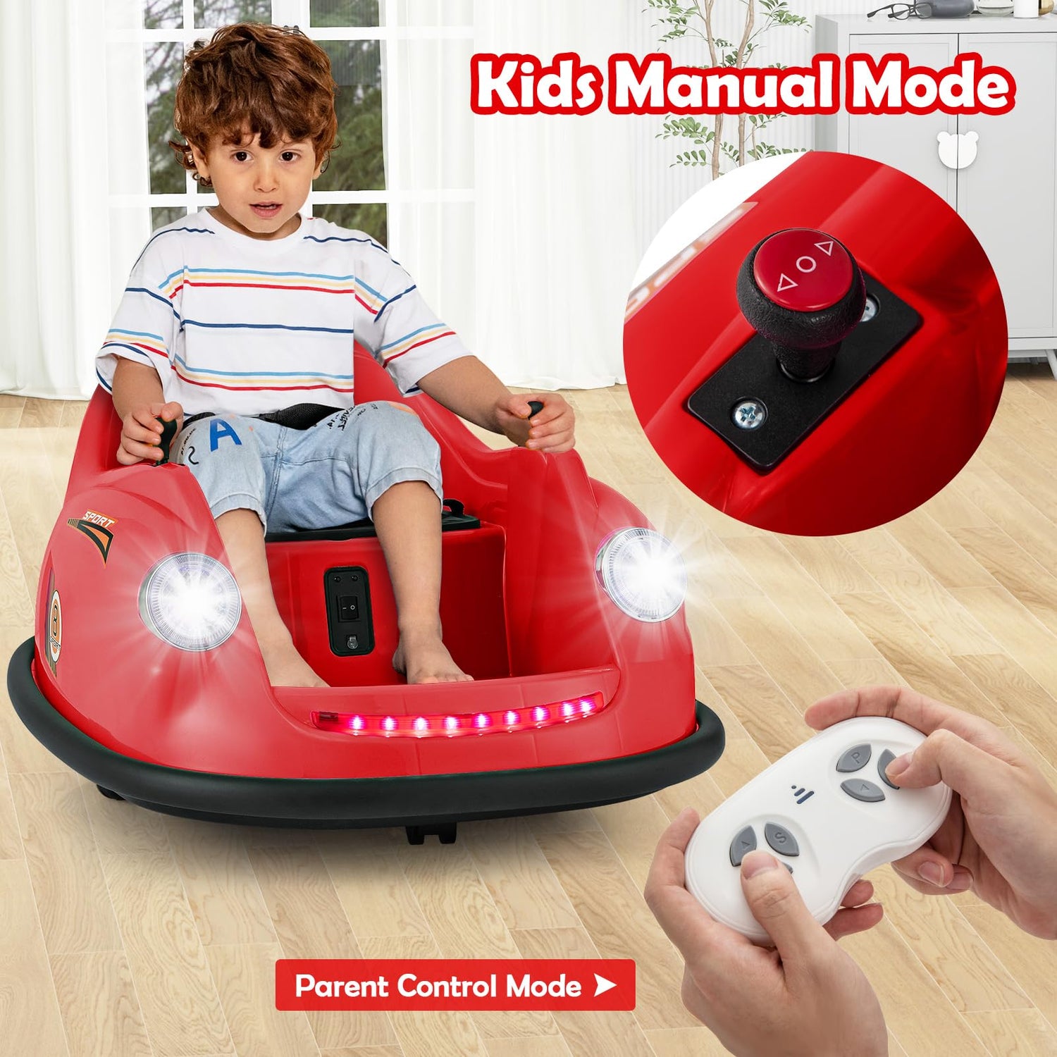 GYMAX Kids Ride On Bumper Car, 12V Battery Powered Toy Car with Remote Control