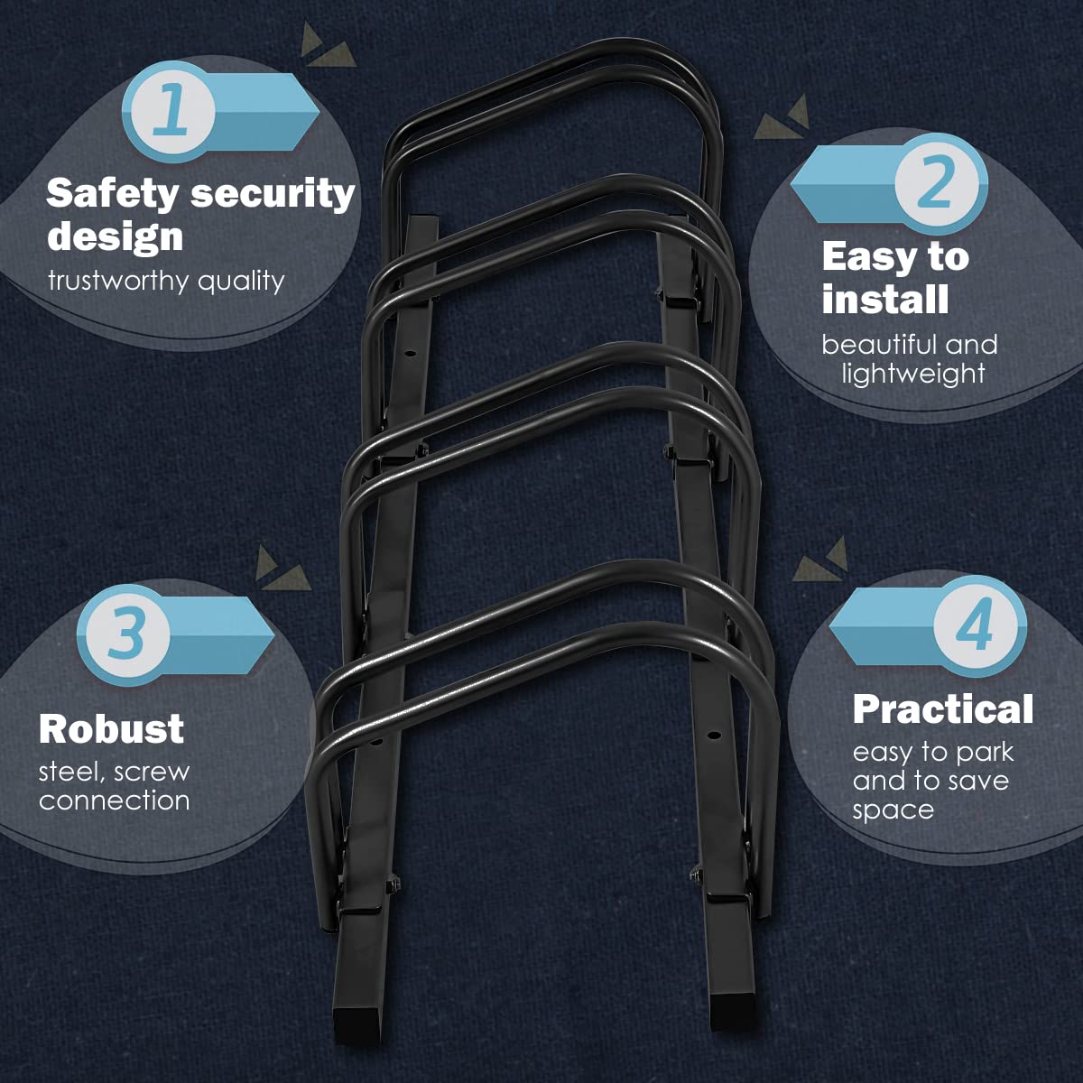 GYMAX Floor Wall Mount Bicycle Parking Rack