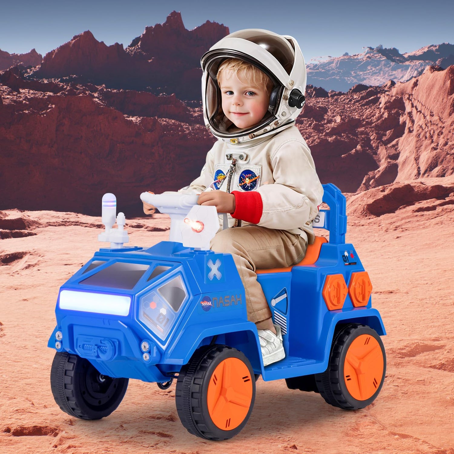GYMAX Kids Ride on Car, 6V Battery Powered Toy Car with Music, Sound Effects