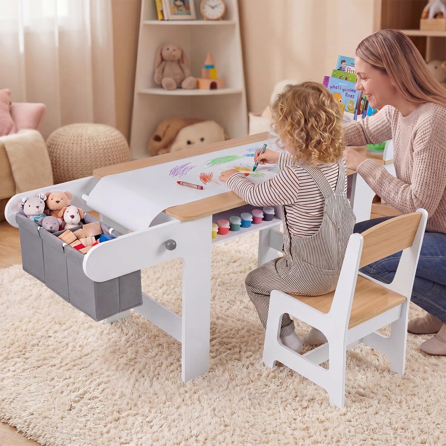 Toddler Craft Desk and Chair, Children Activity Furniture