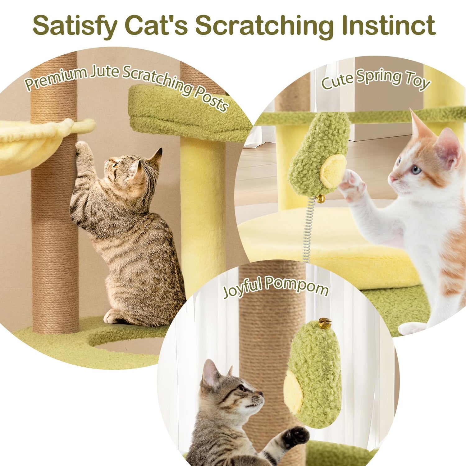 GYMAX Cat Tree, Modern Cat Tower with Scratching Posts