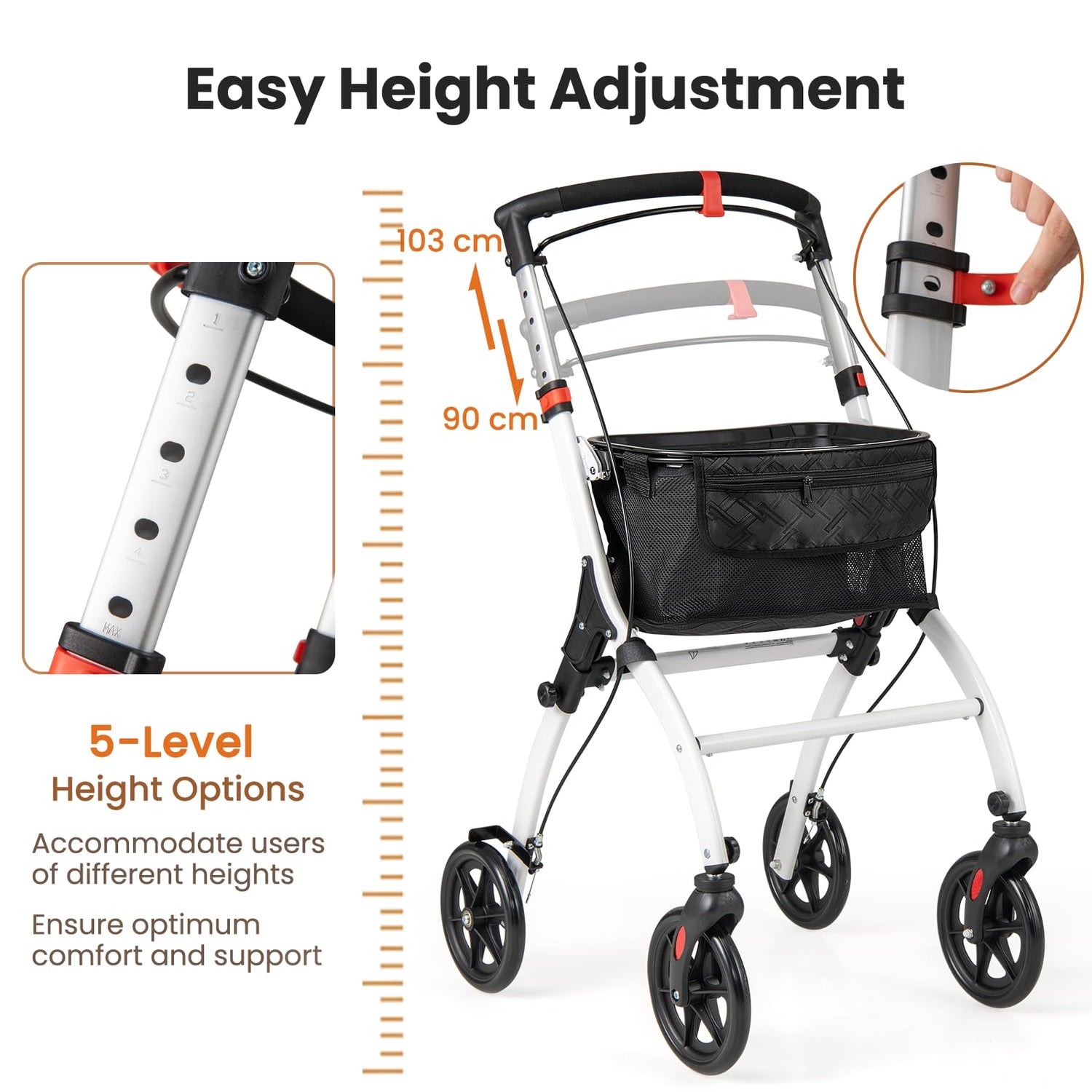 GYMAX Folding Rollator Walker for Elderly