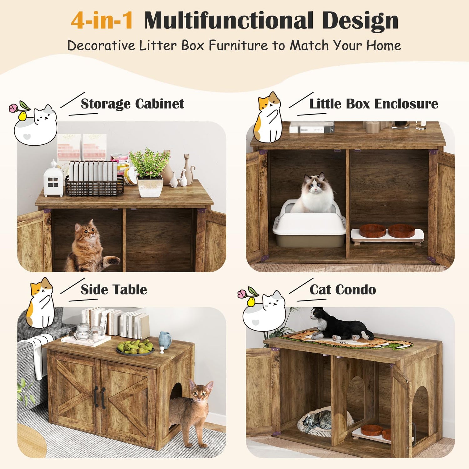 GYMAX Hidden Kitty Washroom Toilet Furniture Storage Cabinet