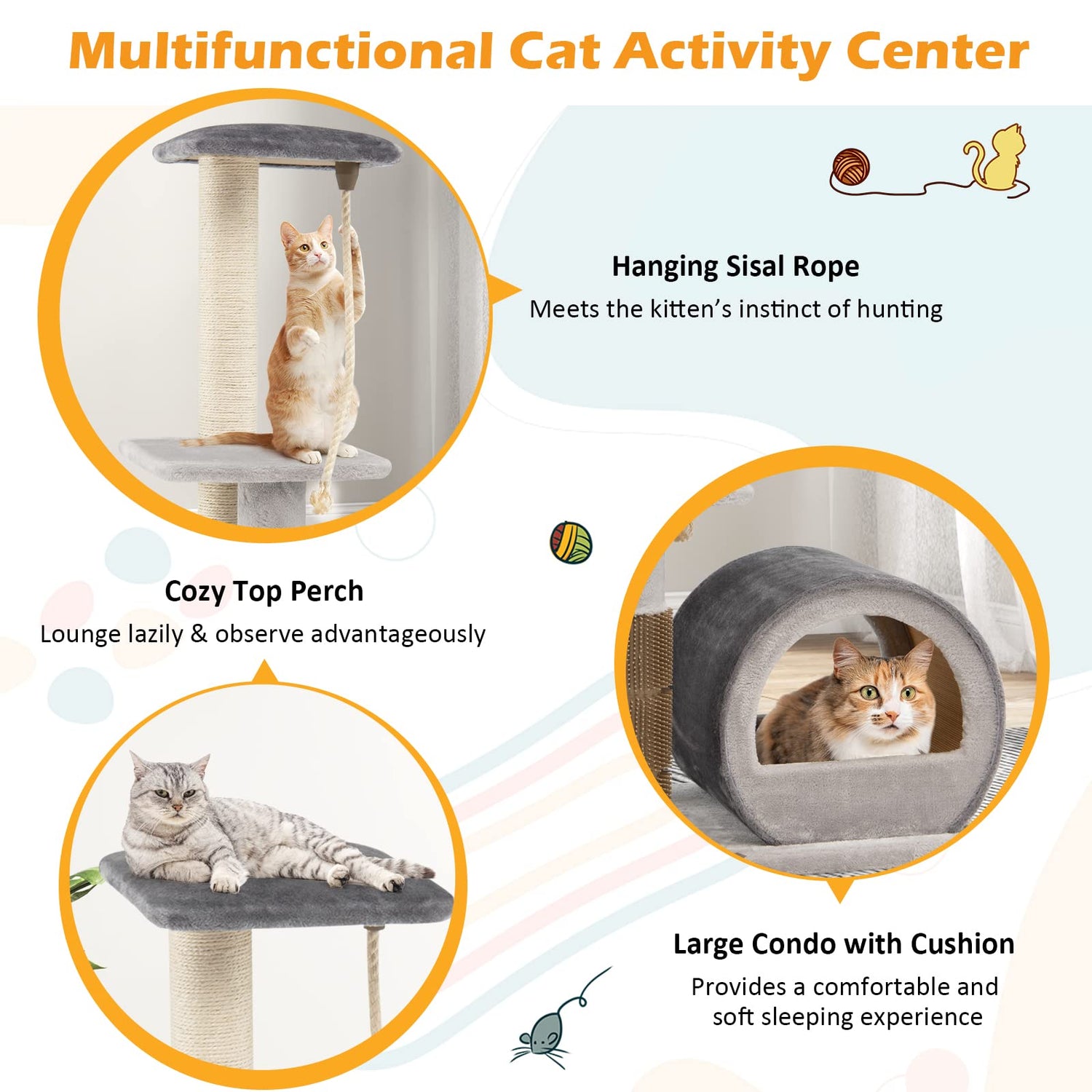 Multi-level Cat Activity Tree Tower Indoor Kitten Playground