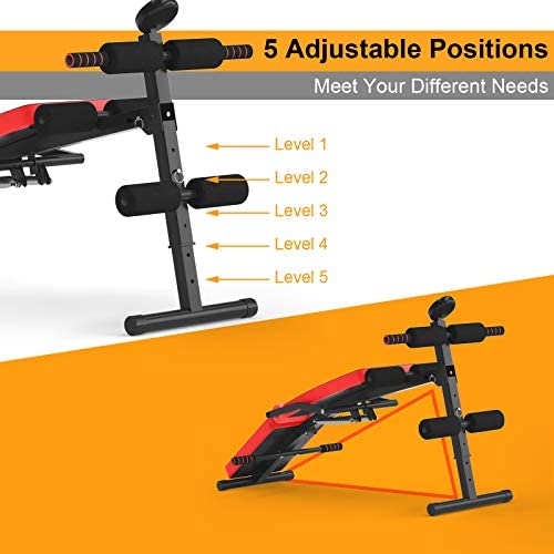 GYMAX Adjustable Weight Bench, Folding Strength Training Benches with LCD Monitor