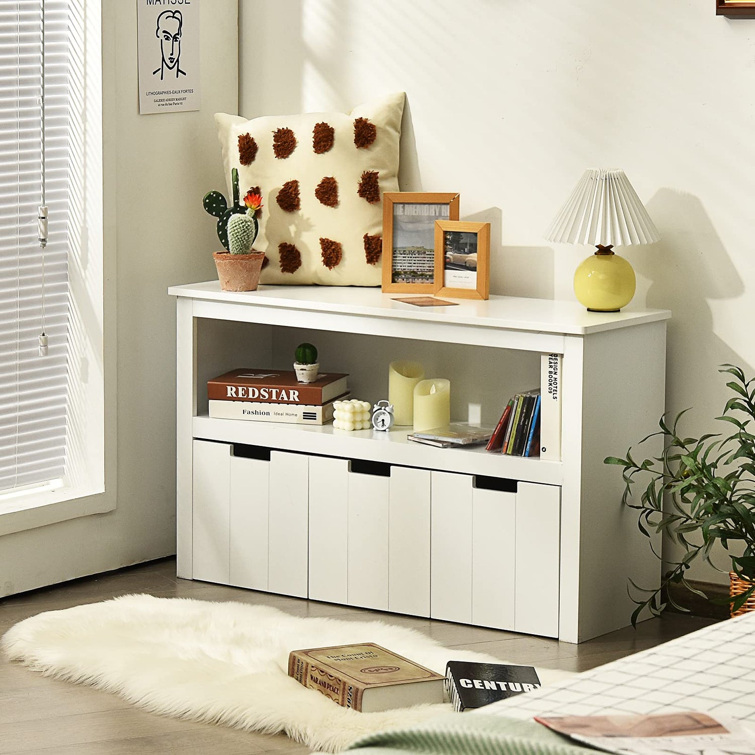 Children Bookcase with Drawers & Large Open Shelf