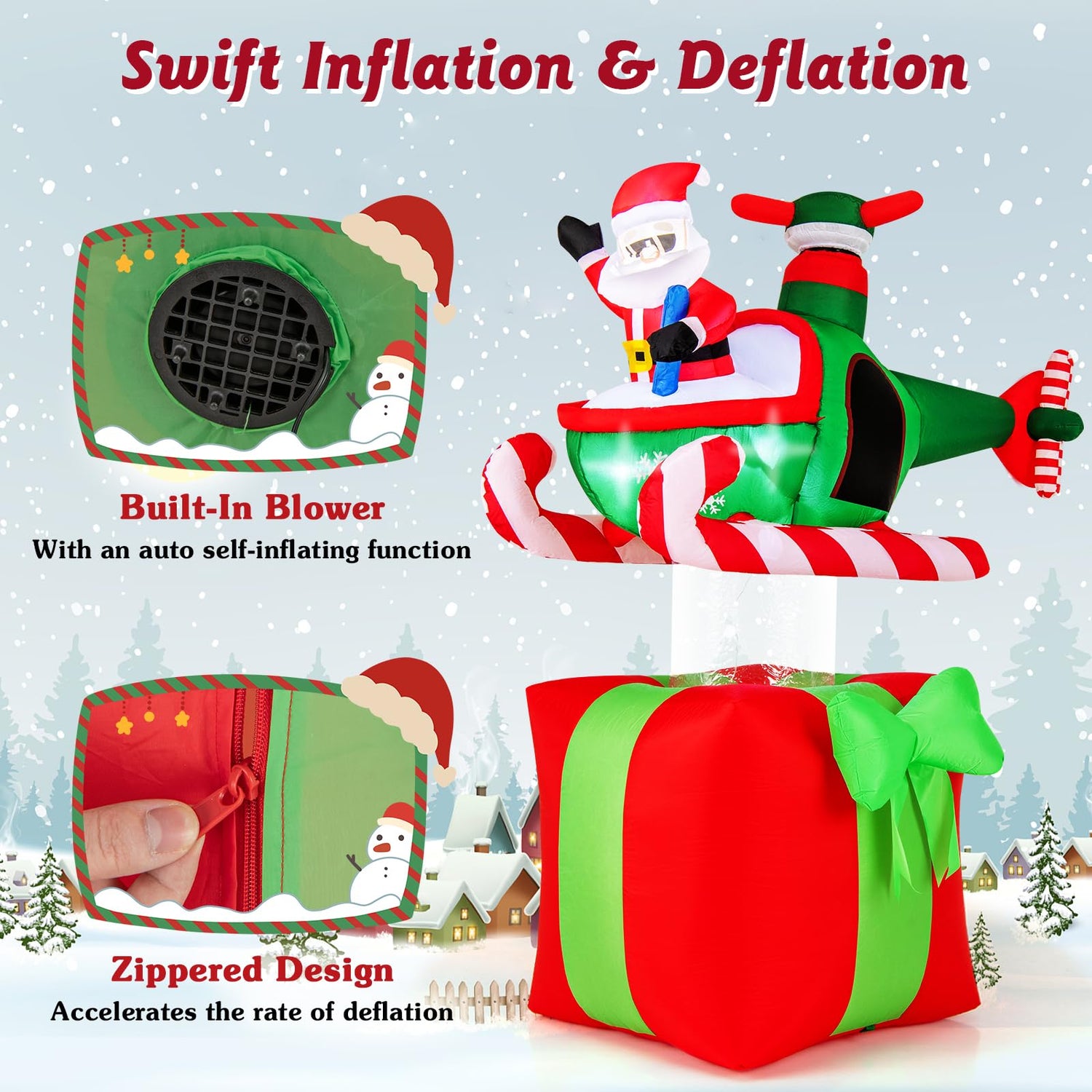 183 cm Christmas Inflatables Santa Claus with LED Lights