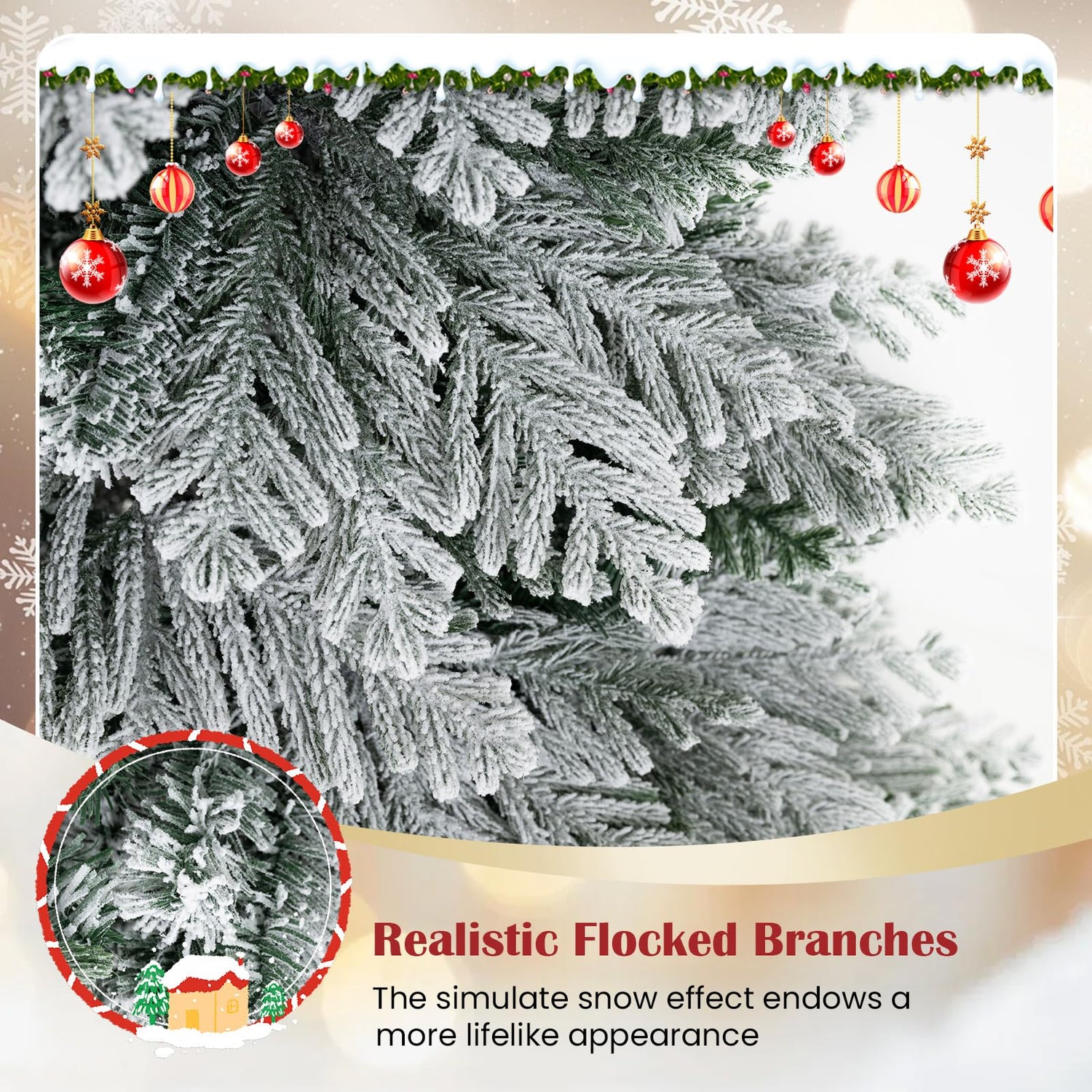 180CM Artificial Christmas Tree Hinged Holiday Tree with Lush Branch Tips