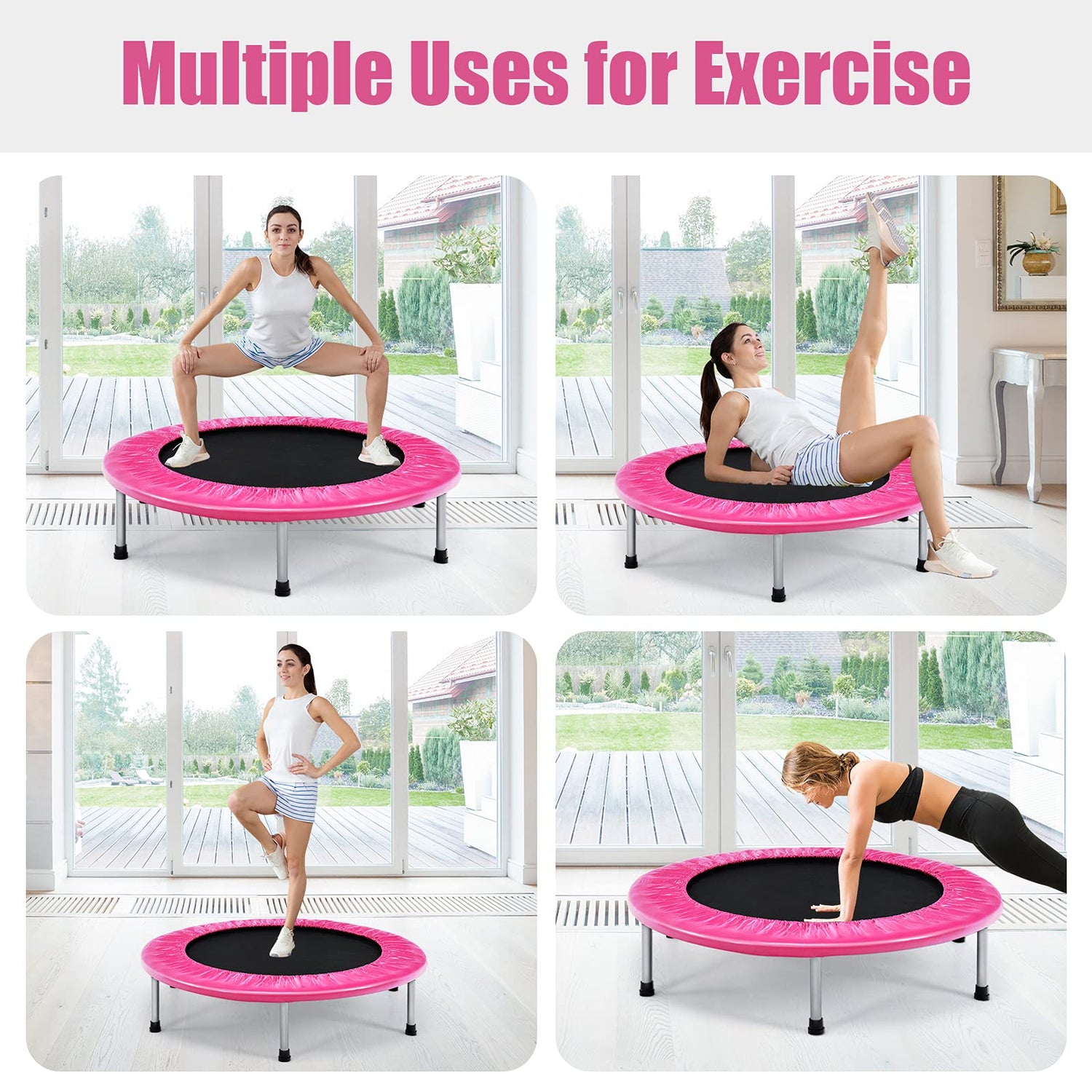GYMAX Mini Trampoline, 38” Folding Rebounder Kids Junior Fitness Exercise Bouncer