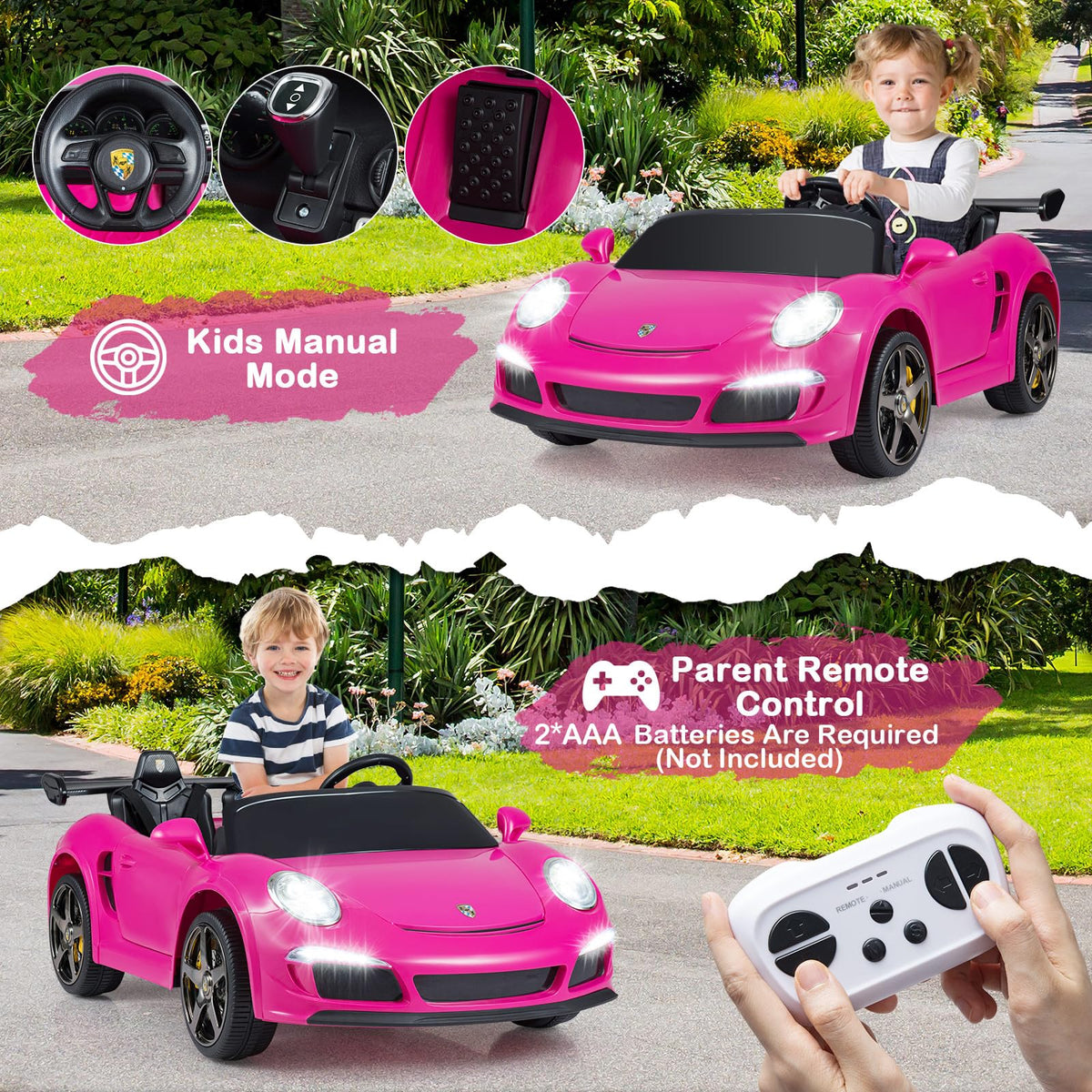 2-Seater Kids Ride on Car, 24V Battery Powered Car