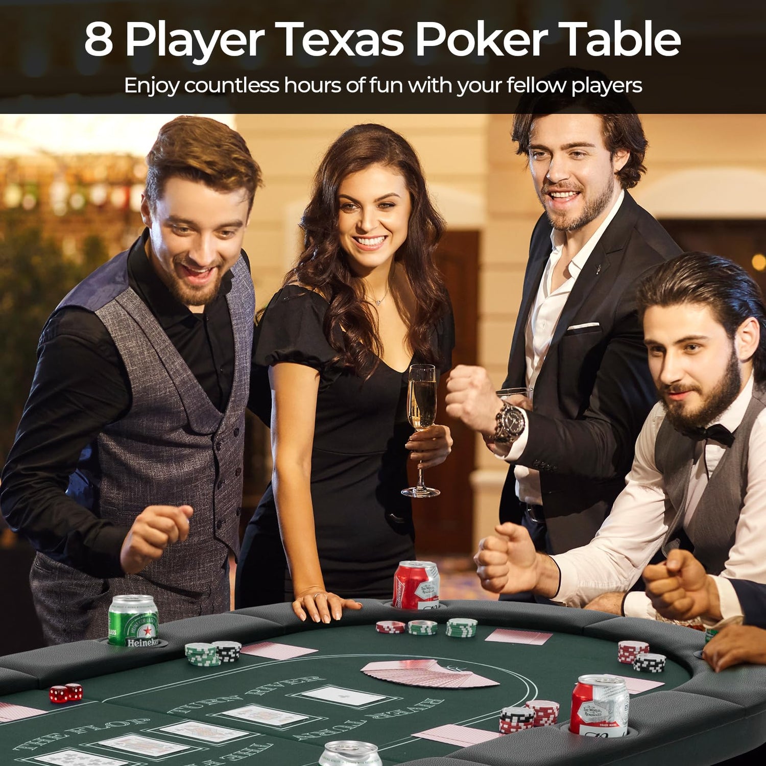 GYMAX 8 Players Poker Table with Padded Rail