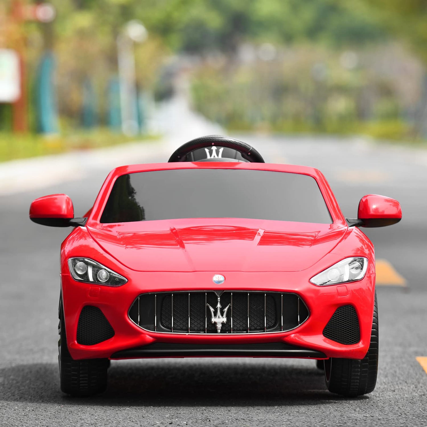 GYMAX Kids Ride on Car, 12V Battery Powered Licensed Maserati Toy Car with Remote Control(Red)