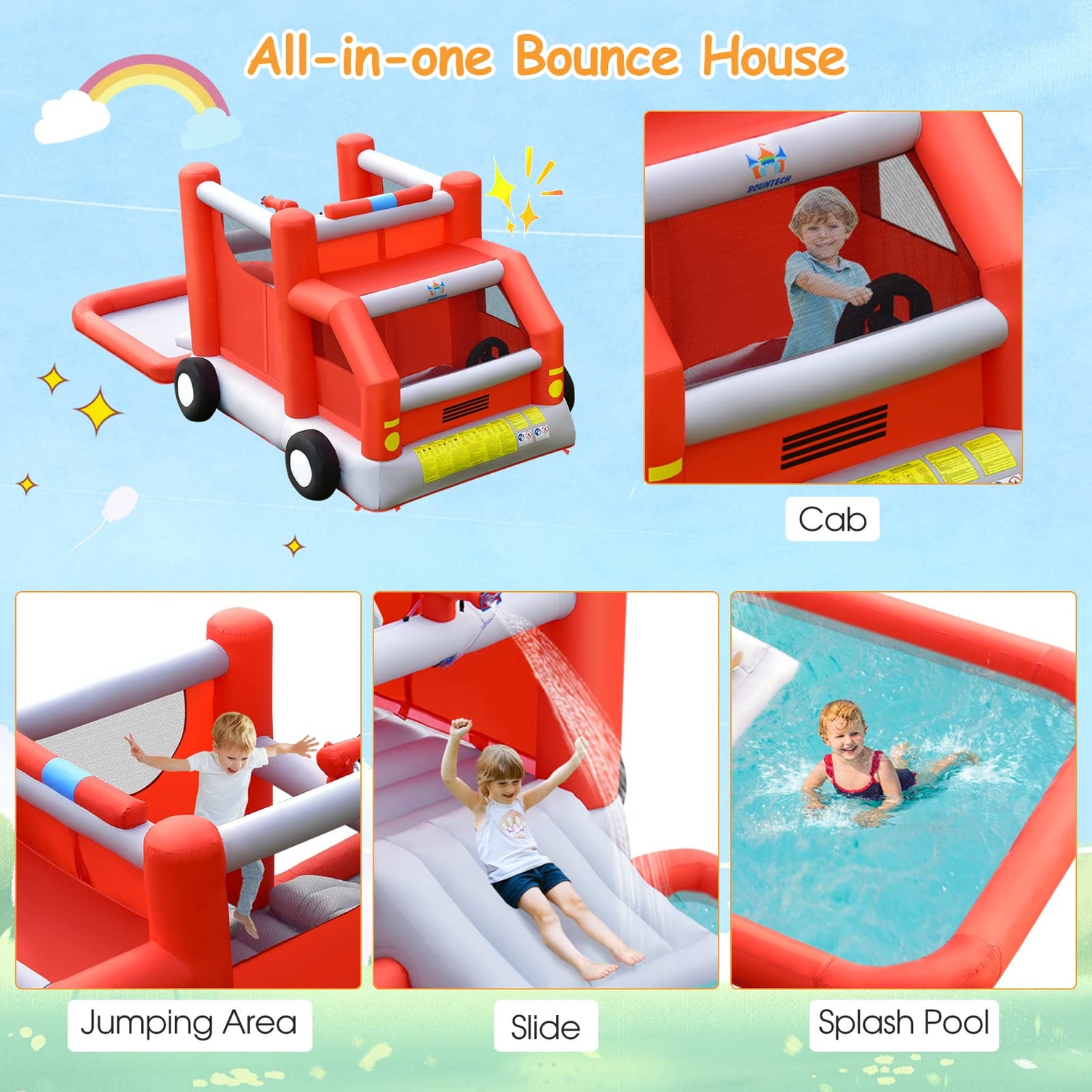 GYMAX Kids Bouncy Castle with Slide