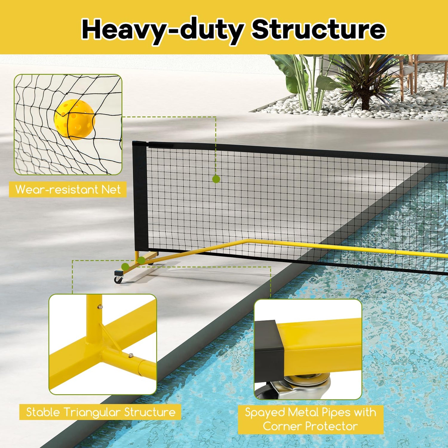GYMAX Pickle Ball Net System with 6 Wheels