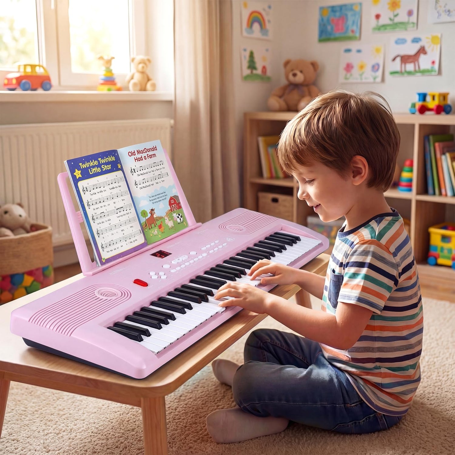 61 Key Electric Keyboard Piano, Portable Digital Piano with Microphone