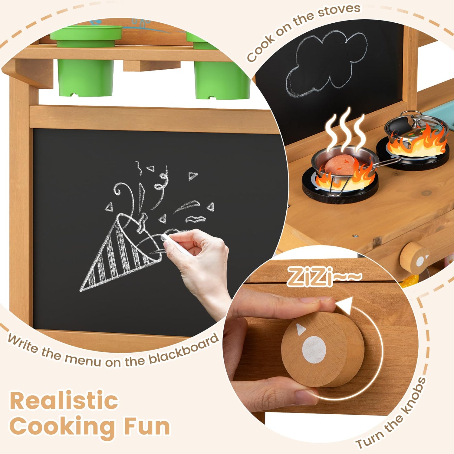 Kids Mud Kitchen Outdoor Play Pretend Kitchen for Children Aged 3+