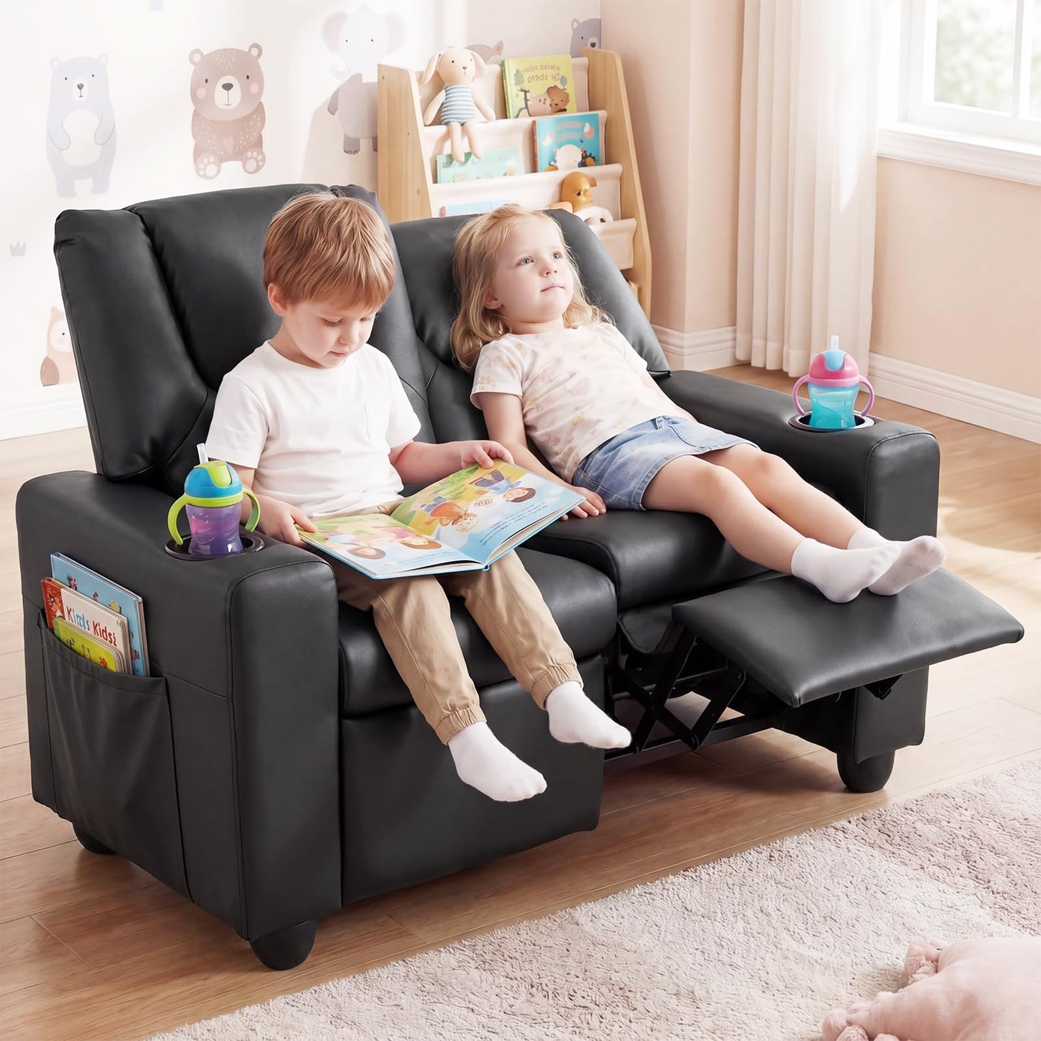 Kids Recliner Chair, 2-Seater Children Sofa