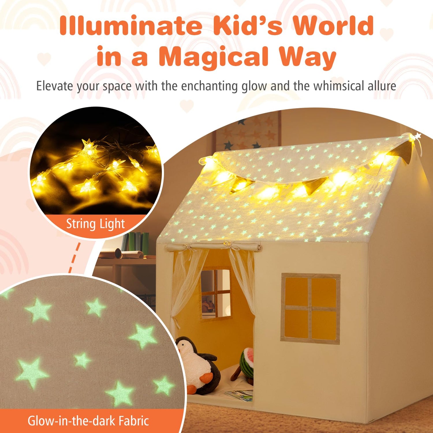 Kids Play Tent with Glow in the Dark Stars