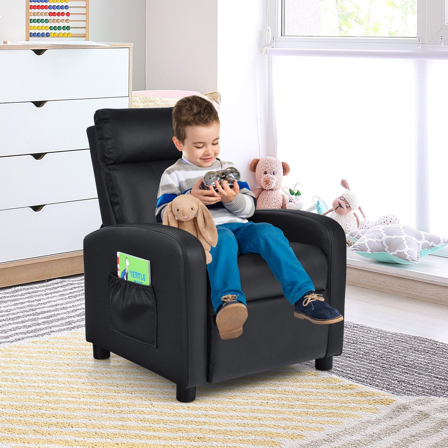 GYMAX Kids Sofa Chair, PU Leather Children Recliner Armchair