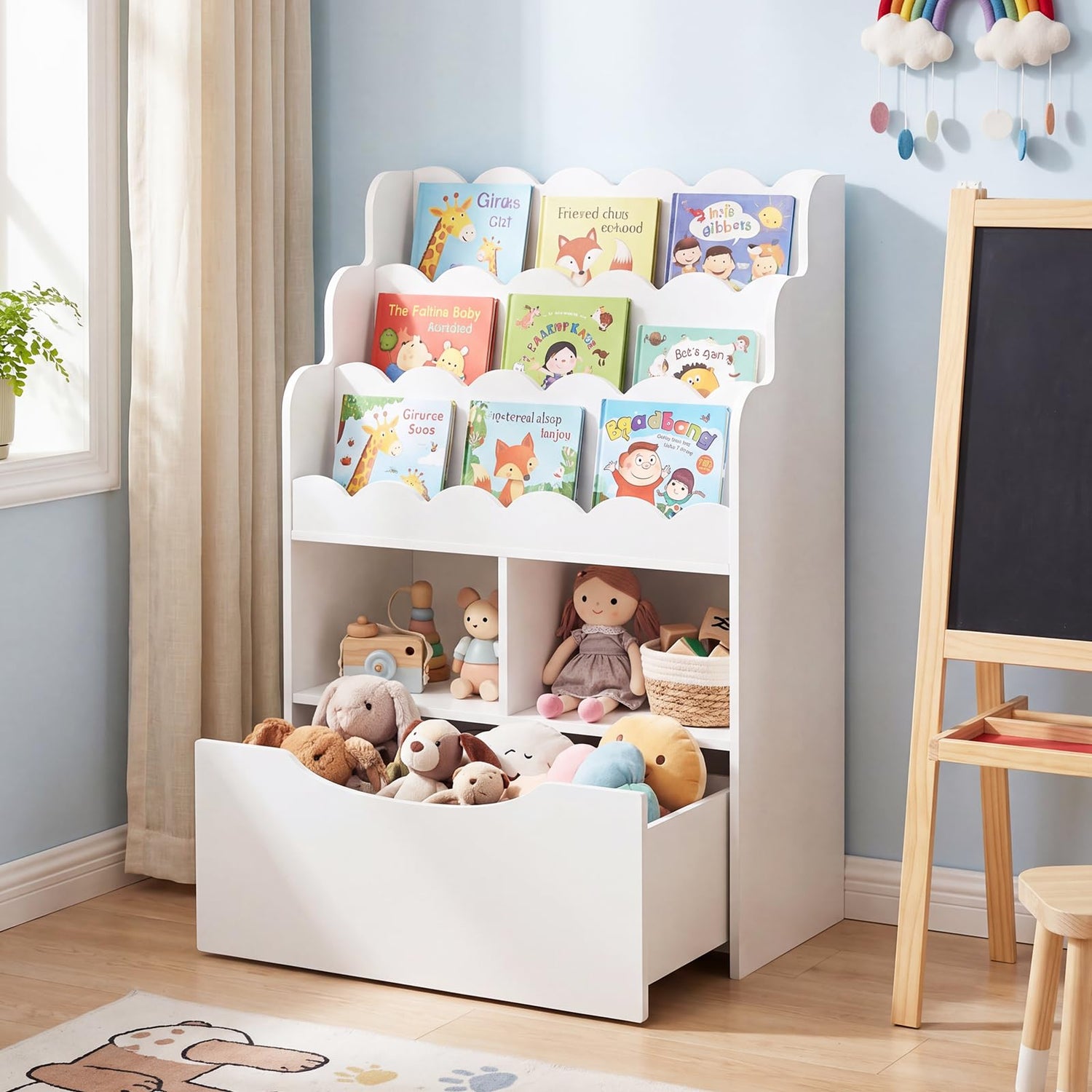 5-Tier Kids Bookshelf, Wooden Children Bookcase