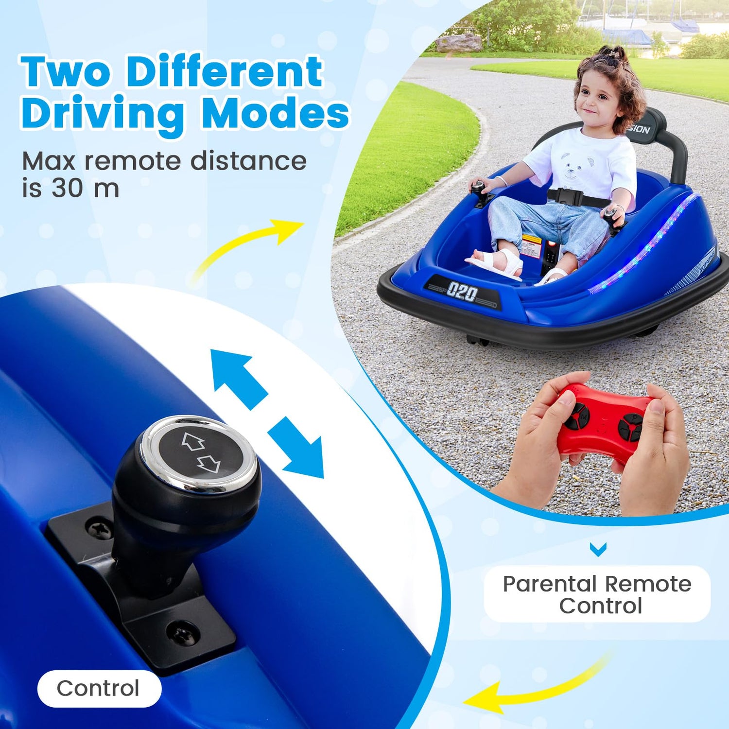 GYMAX Kids Ride On Bumper Car, 12V Children Electric Waltzer Car with Remote Control