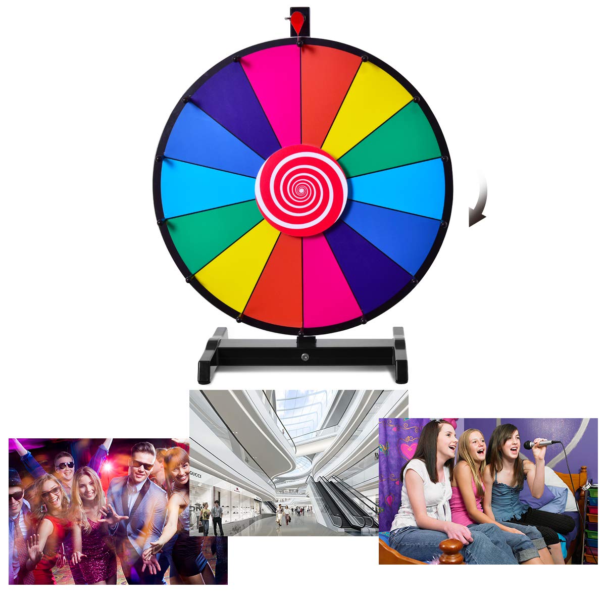 GYMAX 18" Color Prize Wheel 14 Slots Dry Eraser