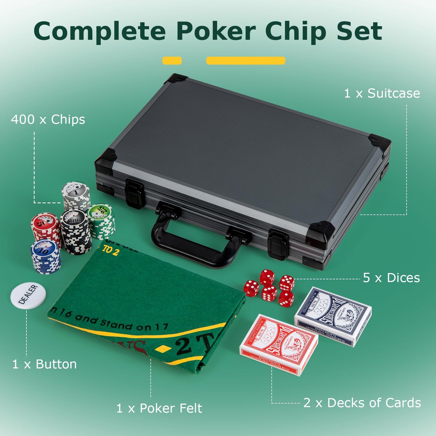 GYMAX Poker Chip Set, Casino Poker Chips (400 PCS)