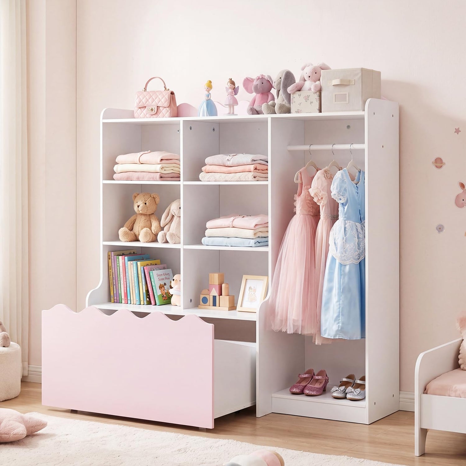 Kids Dress up Storage Wardrobe, Children Toy Storage Organizer