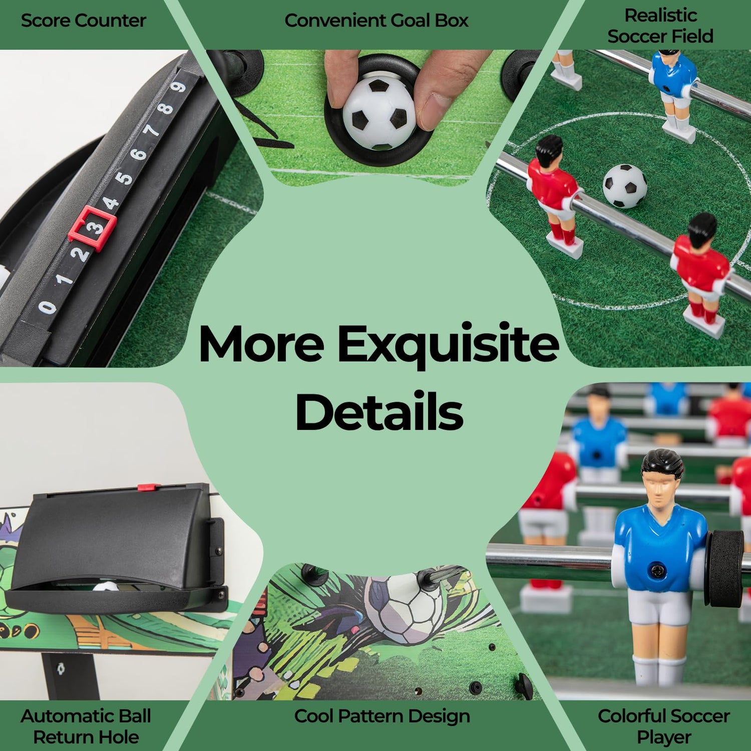 GYMAX Foldable Football Table, 107x60cm Freestanding Foosball Table with 26 Football Players