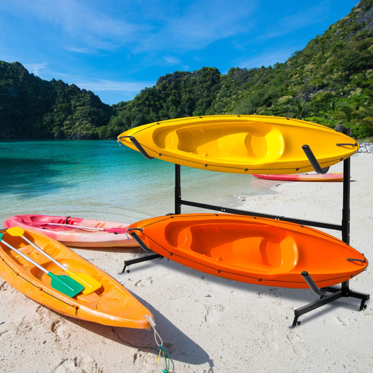 GYMAX Double Kayak Storage Rack