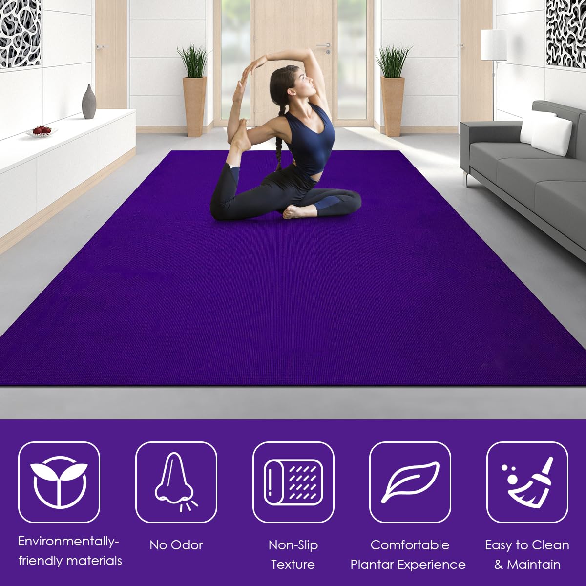 8mm Thick Exercise Mat with Carrying Straps Home Gym Non-slip Workout Mat