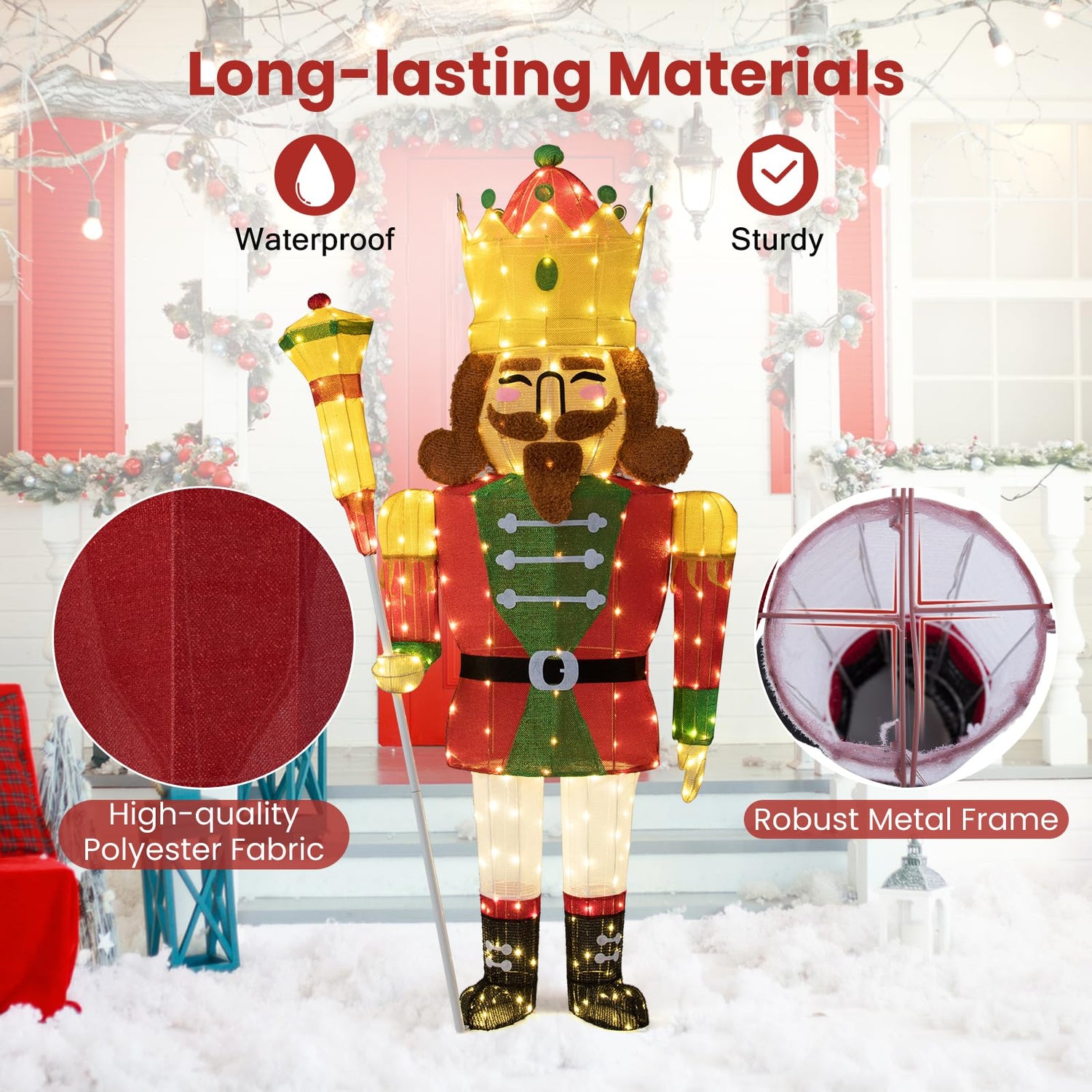 5FT/5.6FT Lighted Nutcracker Soldier, Outdoor 3D Christmas Decoration