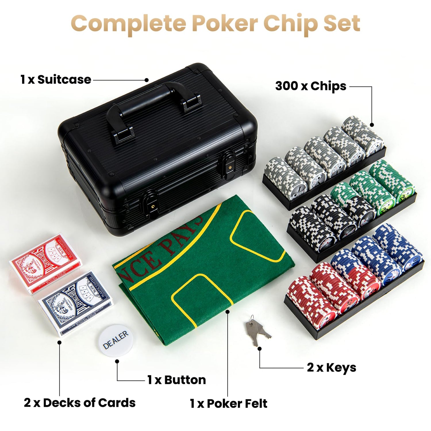 GYMAX Poker Chip Set, Casino Poker Chips (300 PCS)