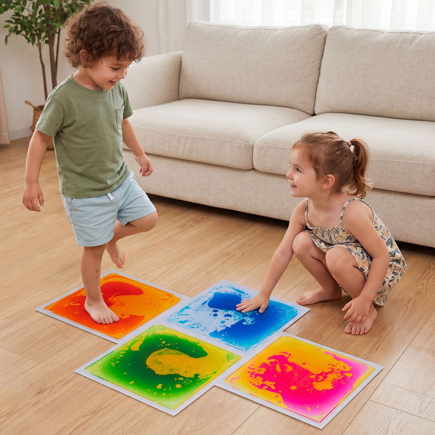 30 x 30 CM Square Liquid Puzzle Pads Lava Brick Dance Step Mats