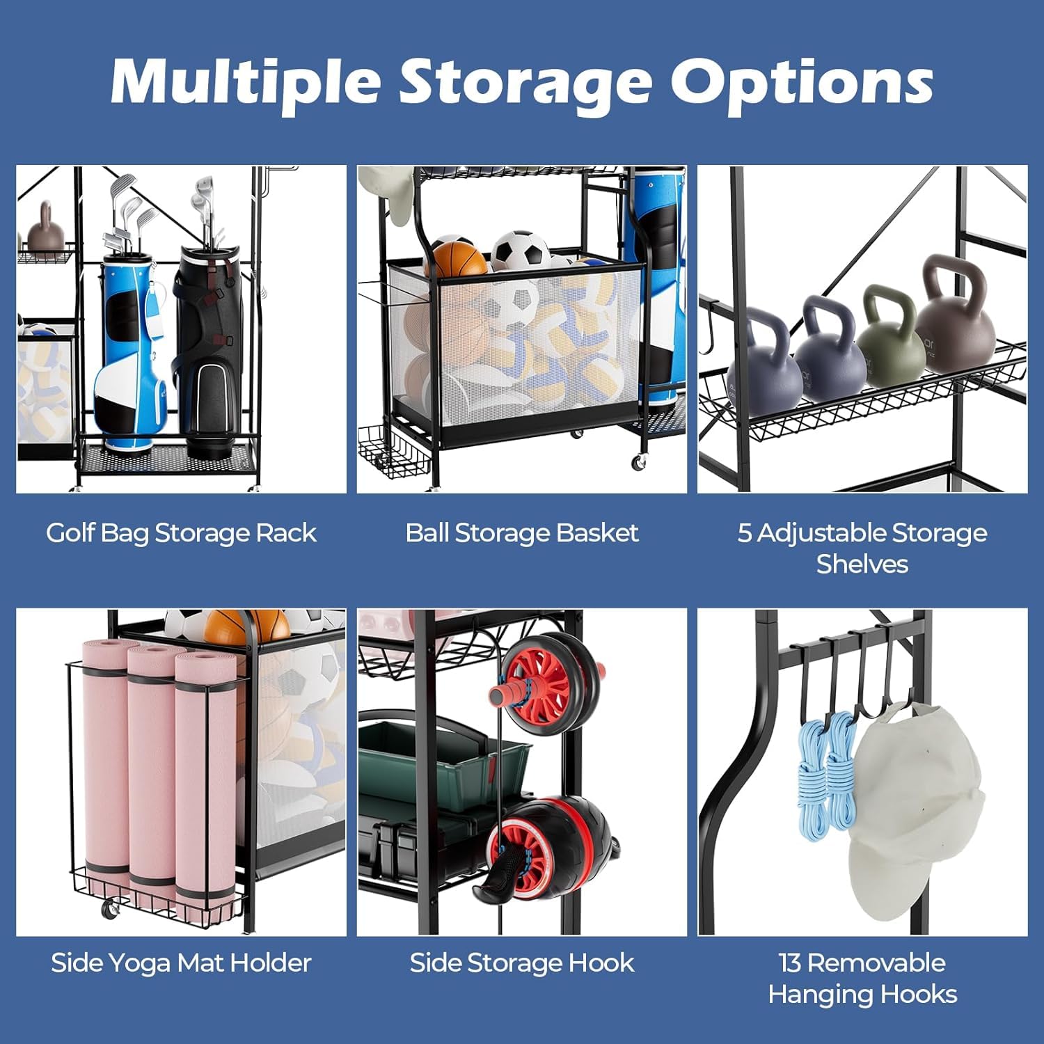GYMAX Garage Sports Equipment Organizer