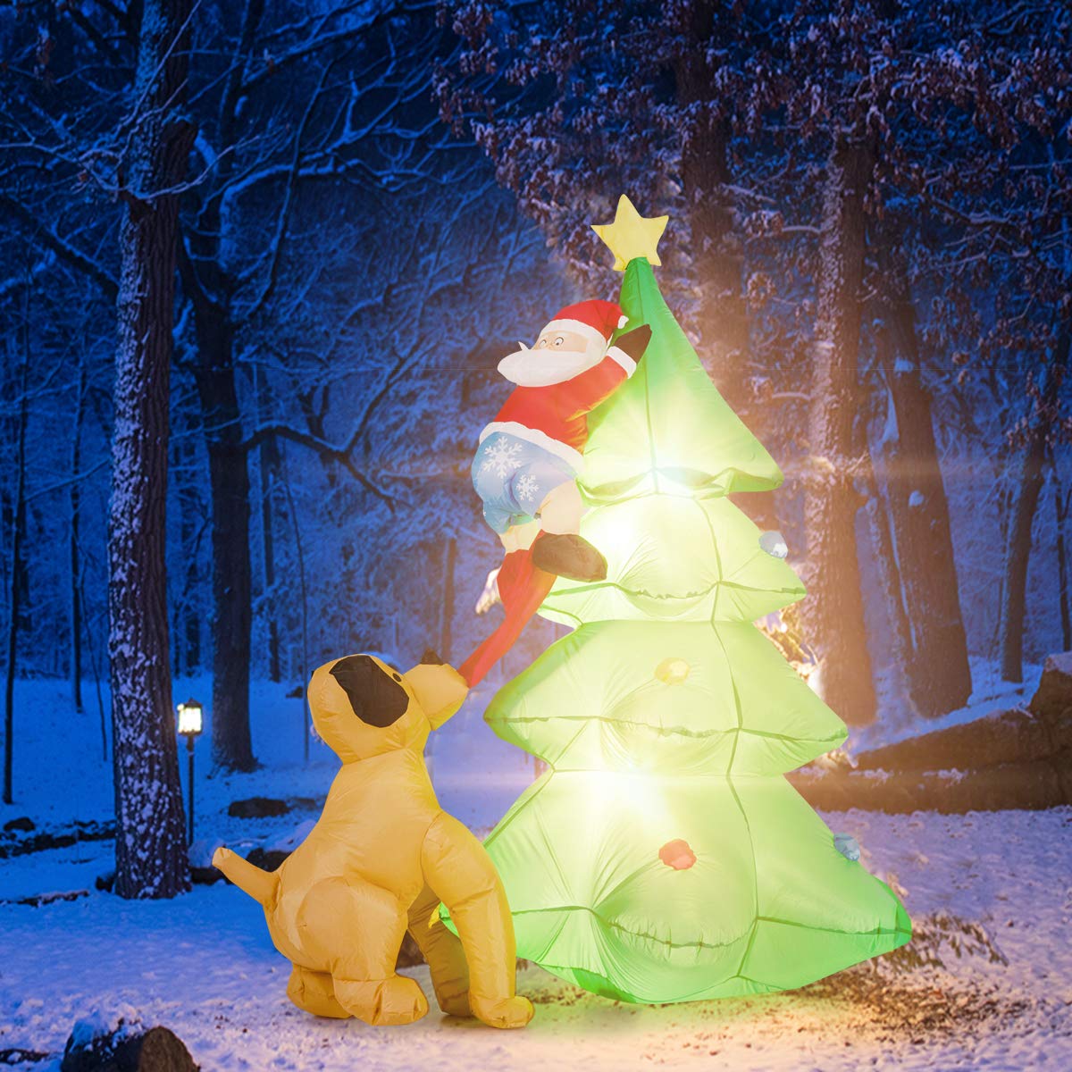 GYMAX 6FT Inflatable Light Up Christmas Tree with LED Lights