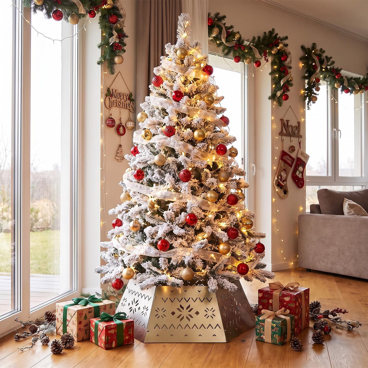 71cm Silver Metal Christmas Tree Collar