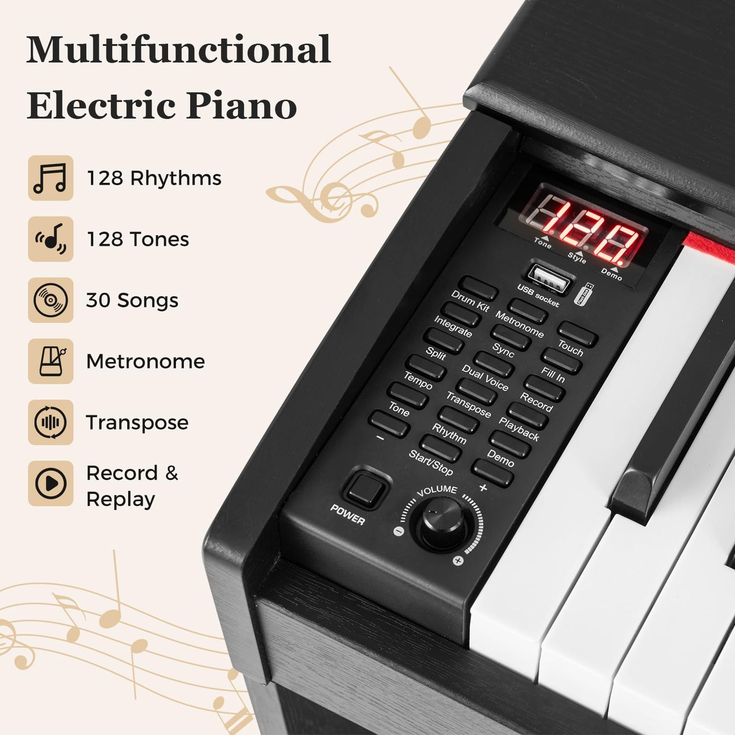 88-Key Hammer Action Weighted Keyboard Upright Digital Piano for Beginners