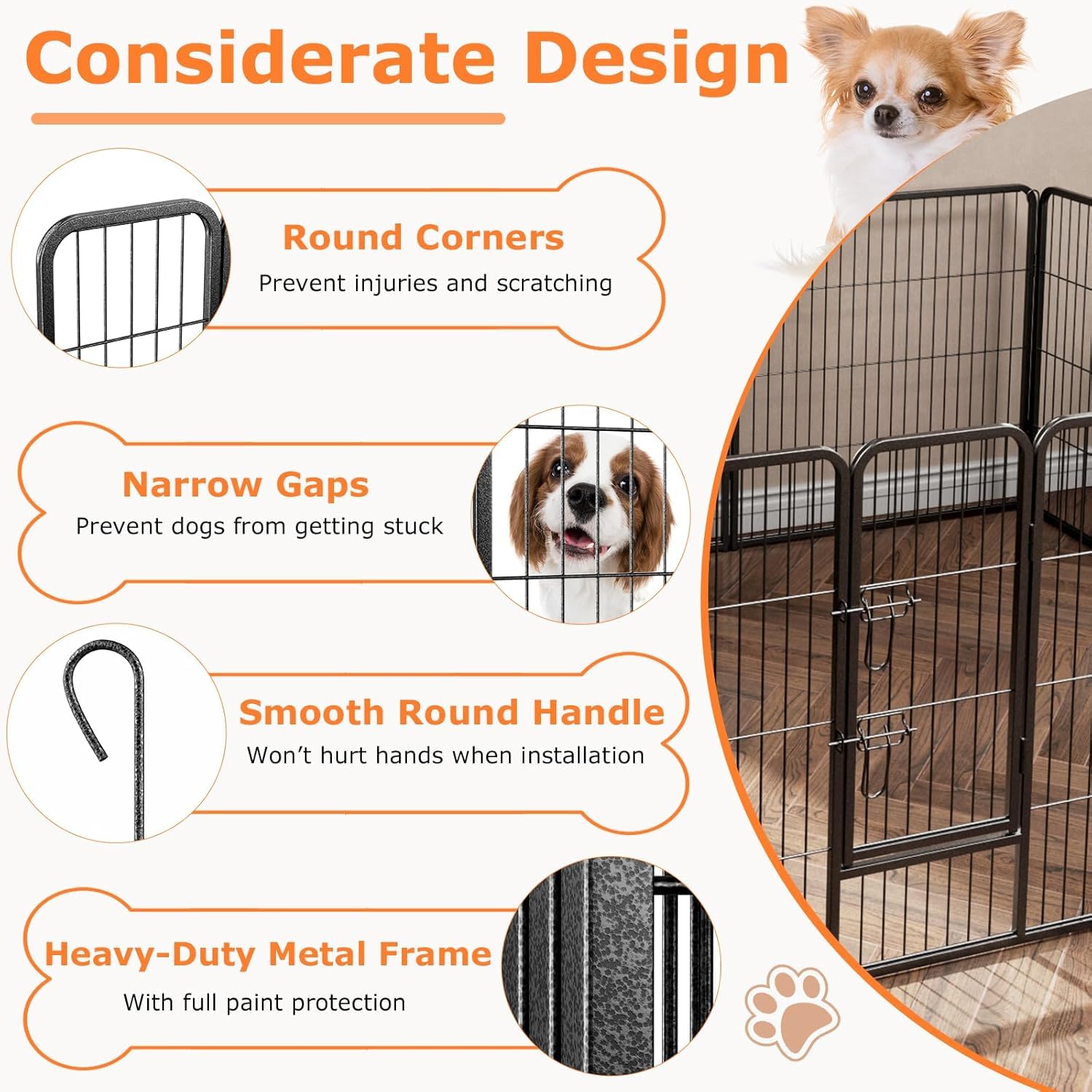 GYMAX Dog Playpen Outdoor Indoor, 8 Panel 80cm Height Metal Dog Fence for Puppies Small Dogs (Black, 79 x 80cm, 8)