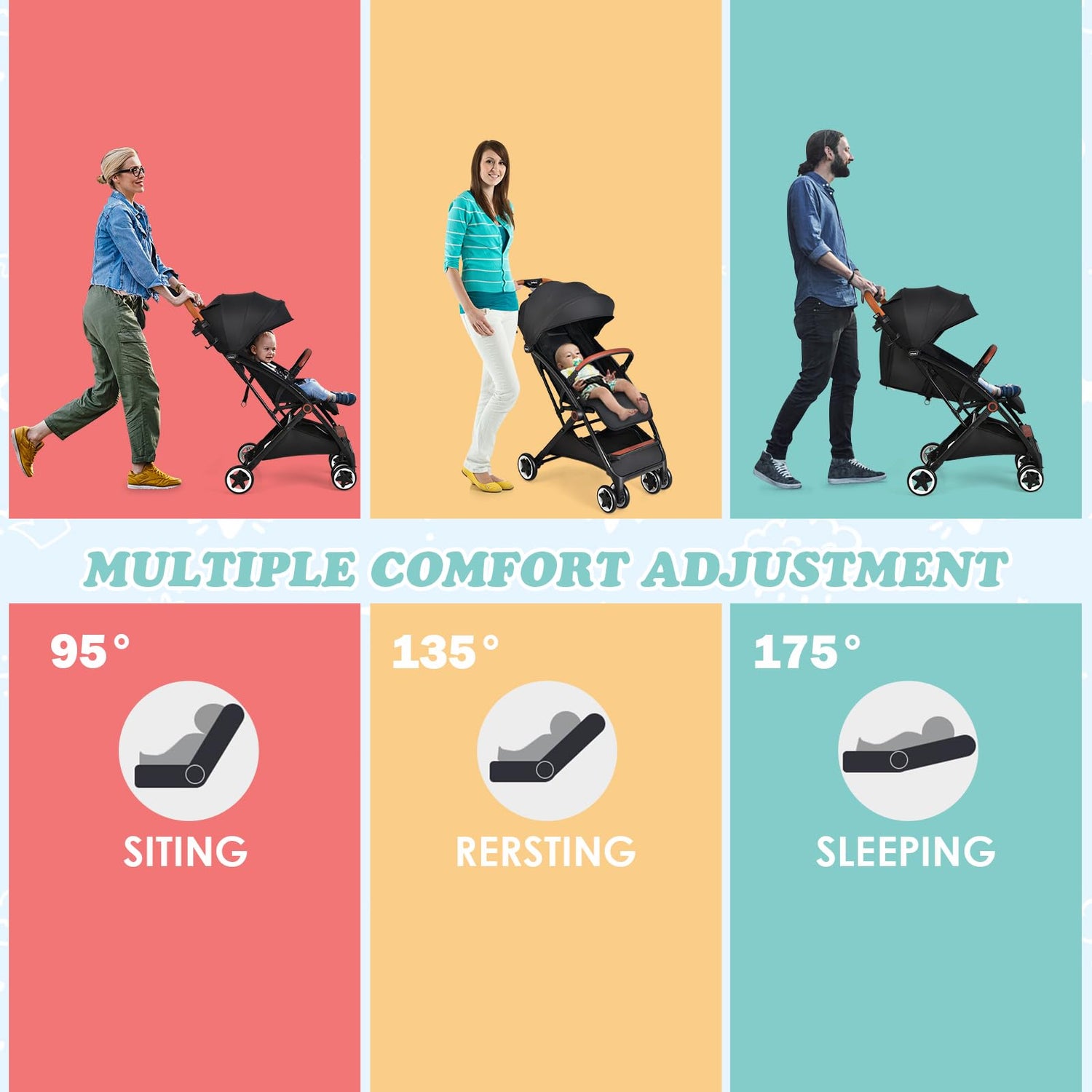 GYMAX Baby Foldable Stroller, Adjustable Backrest Pushchair with Safety Belt