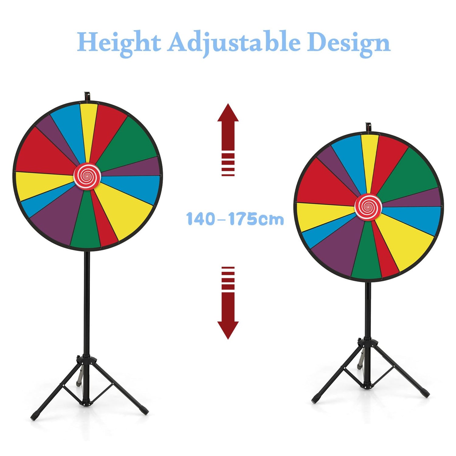 GYMAX Height Adjustable 30" Spinning Wheel Game with 14 Slots