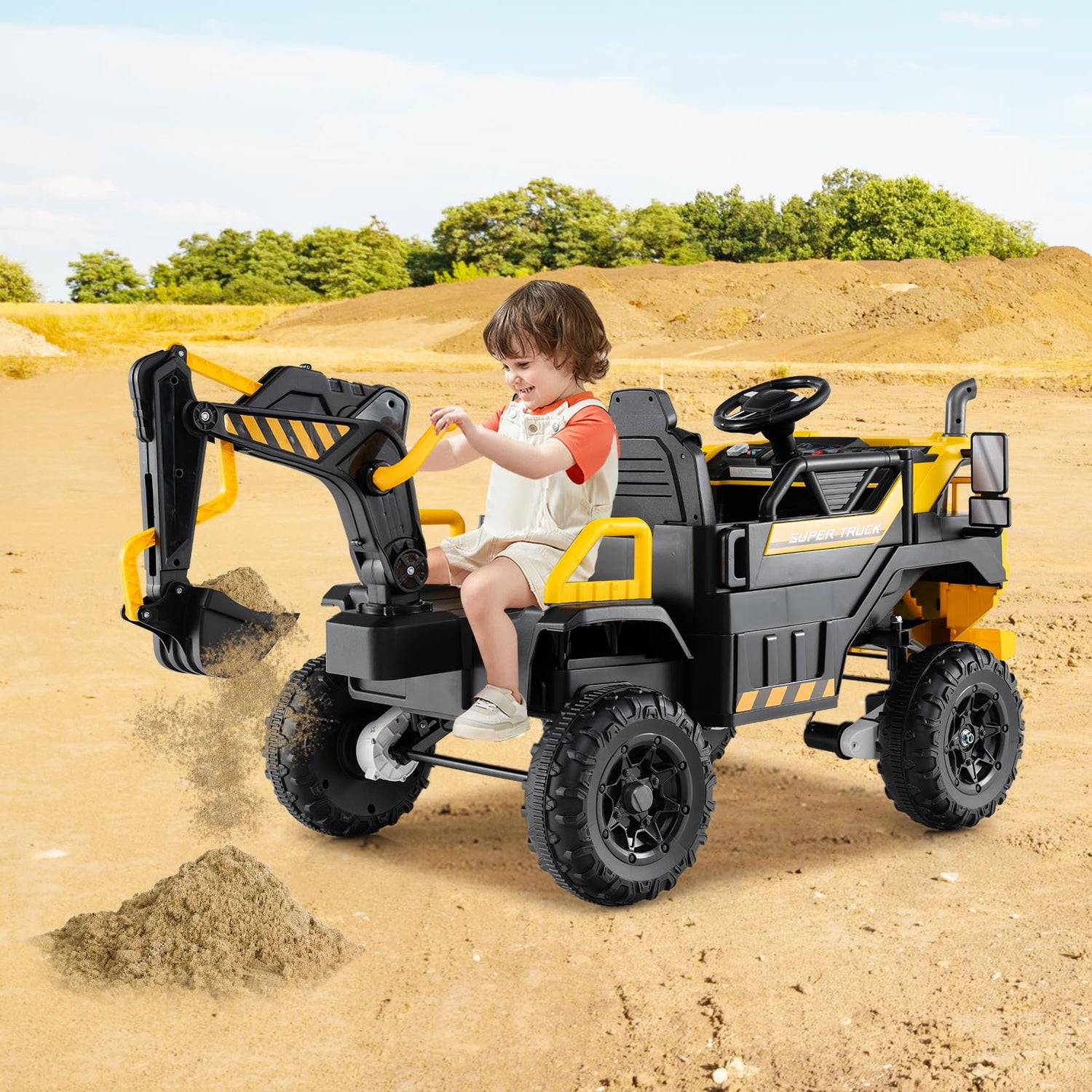2 Seater Kids Electric Truck Construction Vehicle with Remote Control